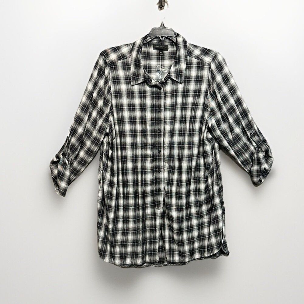 New Lane Bryant Plaid Button Down Shirt Lightweight Shacket Sz 18/20 Pockets
